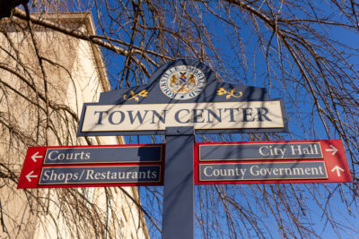 A Rockville, Md. Town Center sign is pictured.